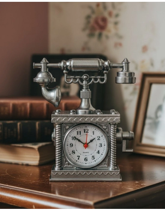 ® Dekoratif Retro Telefon Masa Saati Çalar Saat Özellikli