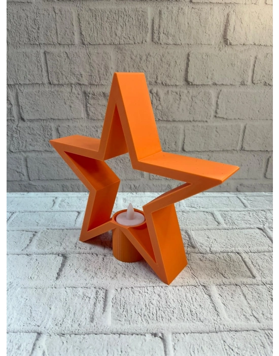 ® Dekoratif Yıldız Şeklinde Turuncu Mumluk Ev Aksesuarı
