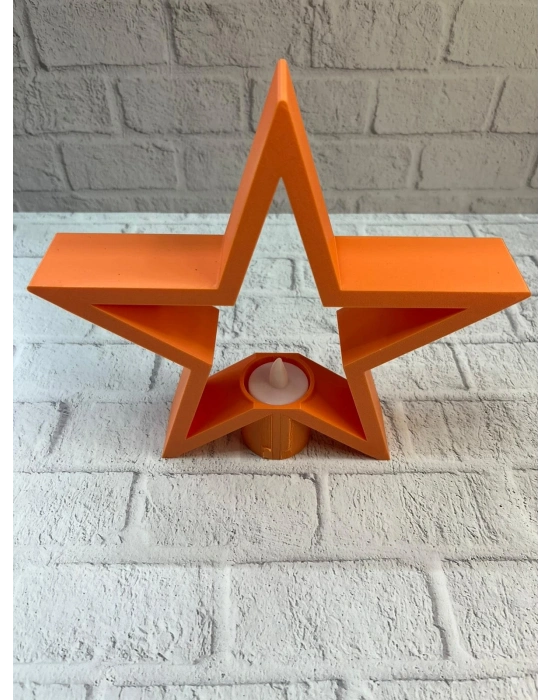 ® Dekoratif Yıldız Şeklinde Turuncu Mumluk Ev Aksesuarı