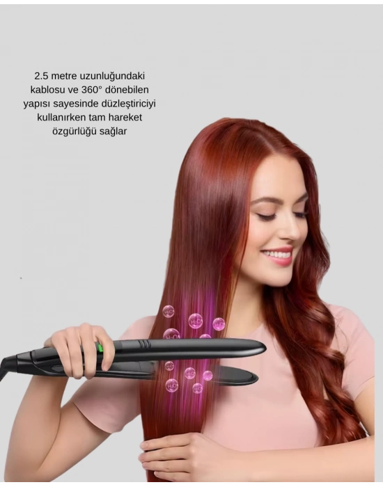 ® Dijital Ekranlı Isı Ayarlı Saç Düzleştirici –  Titanyum Plaka, Seyahat Dostu Tasarım