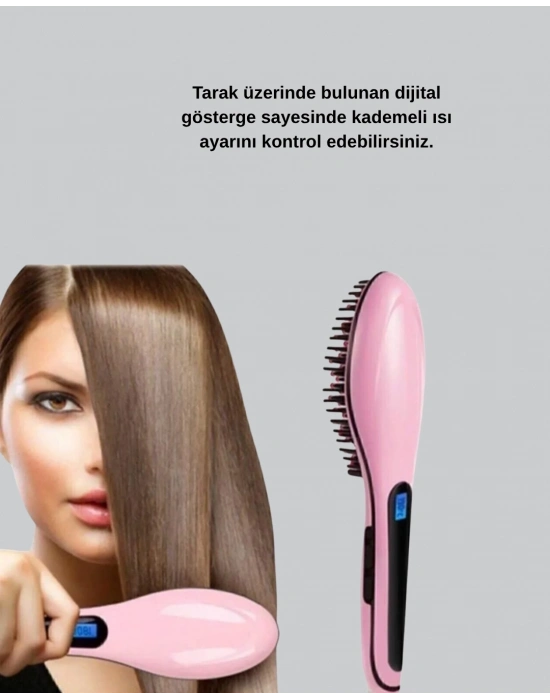 ® Dijital Ekranlı Seramik Saç Düzleştirici Tarak – 5 Kademeli Isı Ayarı, İyon Kontrollü