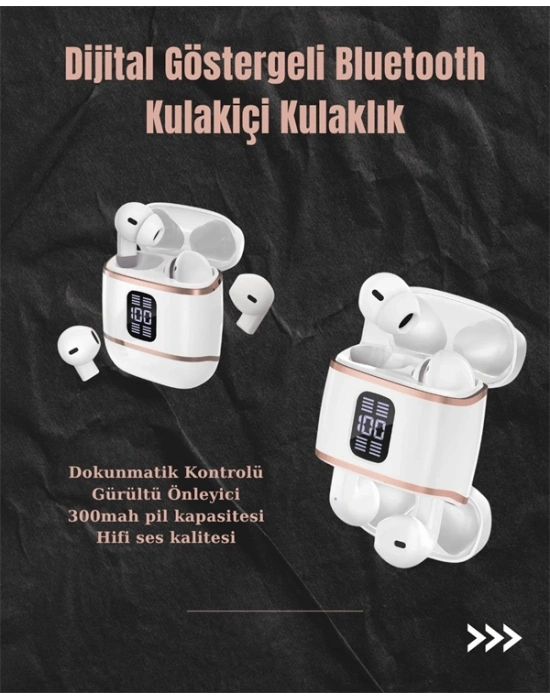 ® Dijital Göstergeli Bluetooth Kulakiçi Kulaklık – 4’lü Paket, Gürültü Engellemeli