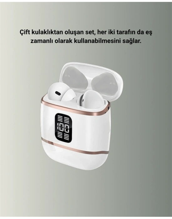 ® Dijital Göstergeli Bluetooth Kulakiçi Kulaklık – 4’lü Paket, Gürültü Engellemeli