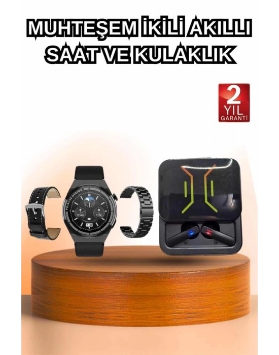 ® Dijital Göstergeli Bluetooth Kulaklık ve Bildirim Görebilen Akıllı Saat Alarm ve Titreşim