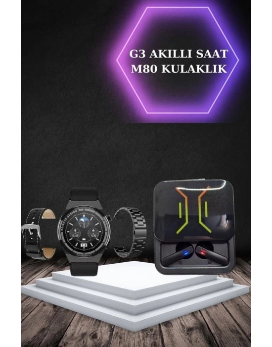 ® Dijital Göstergeli Bluetooth Kulaklık ve Bildirim Görebilen Akıllı Saat Alarm ve Titreşim