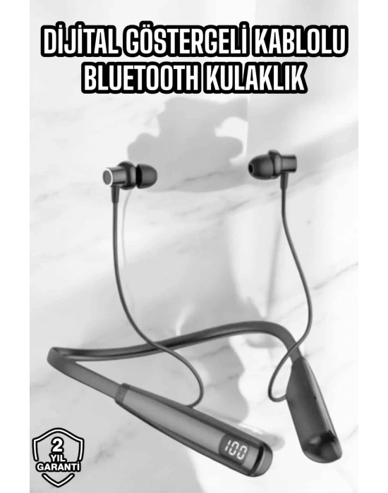 ® Dijital Göstergeli Kulak İçi Kablosuz Bluetooth Kulaklık Boyun Bantlı