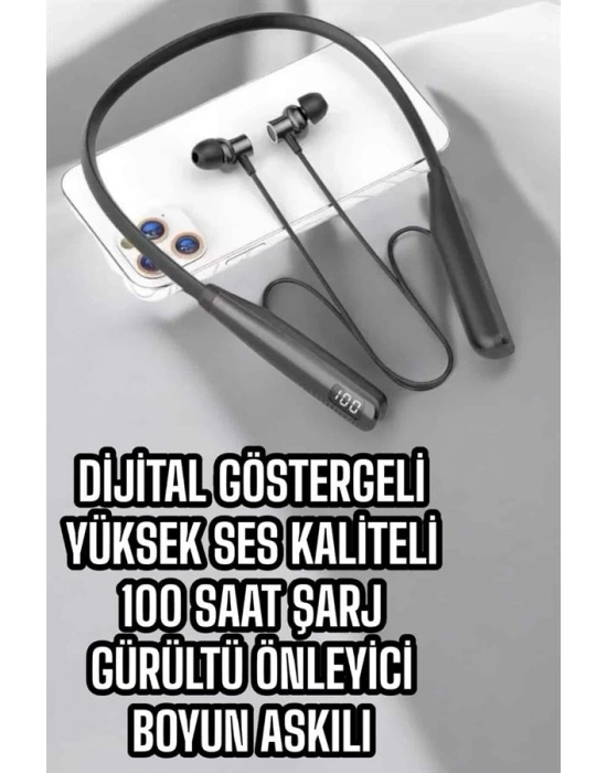 ® Dijital Göstergeli Kulak İçi Kablosuz Bluetooth Kulaklık Boyun Bantlı