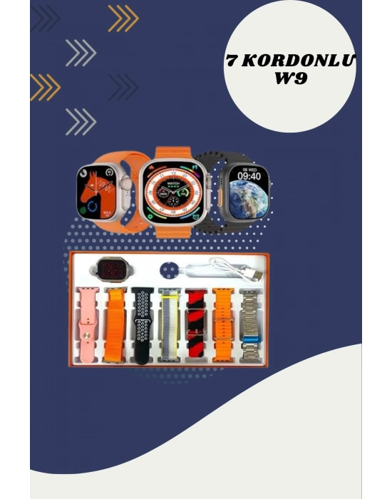 ® Dijital Göstergeli Powerbank Kablosuz Kulaklık ve 7 Kordonlu Yeni Nesil Akıllı Saat Dokunmatik Kontrol