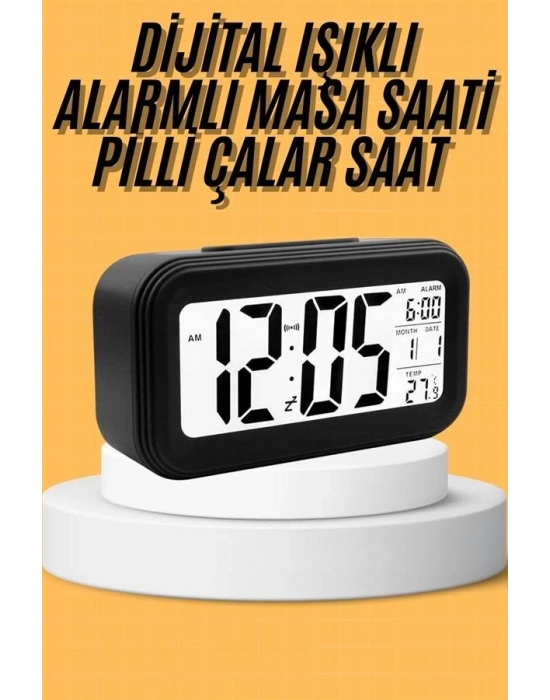 ® Dijital Masa Saati Takvim Çalar Saat Alarmlı Işıklı Led Ekran Pilli