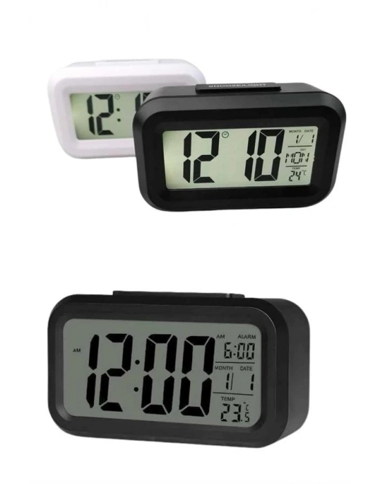 ® Dijital Masa Saati Termometreli Takvim Çalar Saat Led Ekran Pilli
