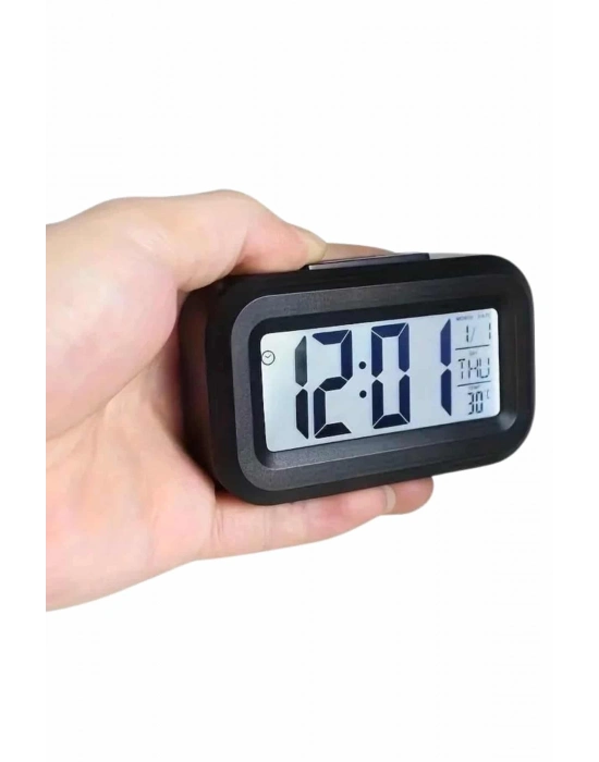 ® Dijital Masa Saati Termometreli Takvim Çalar Saat Led Ekran Pilli