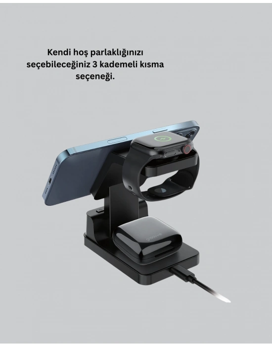 ® Dijital Saatli Kablosuz Şarj İstasyonu – 3’ü 1 Arada Apple Uyumlu Hızlı Şarj ve LED Ekran