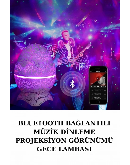 ® Dinozor Speaker Renk Değiştirme Projeksiyon Modu Bluetooth Hoparlör Gece Lambası