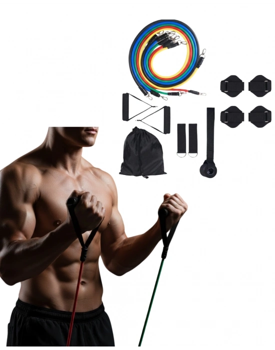 ® Direnç Seviyeli Pilates ve Fitness Egzersiz Bandı Seti Kapı Askılı