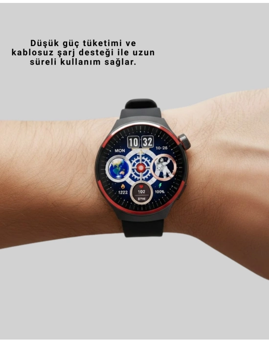 ® Dokunmatik Akıllı Saat Kablosuz Şarj AMOLED Ekran