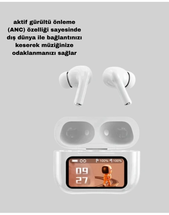 ® Dokunmatik Ekranlı Bluetooth Kulaklık – ANC, Suya Dayanıklı, Powerbank Kutulu