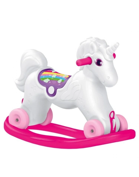 ®  Dolu Unicorn Sallanan Tekerlekli At
