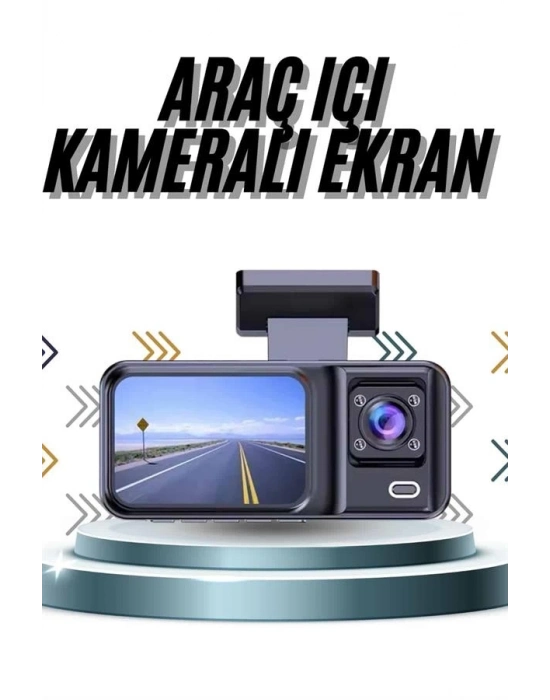 ® DVR Araç İçi Kamera Ön ve İç Kamera 2 İnç Ekranlı Çift Kamera