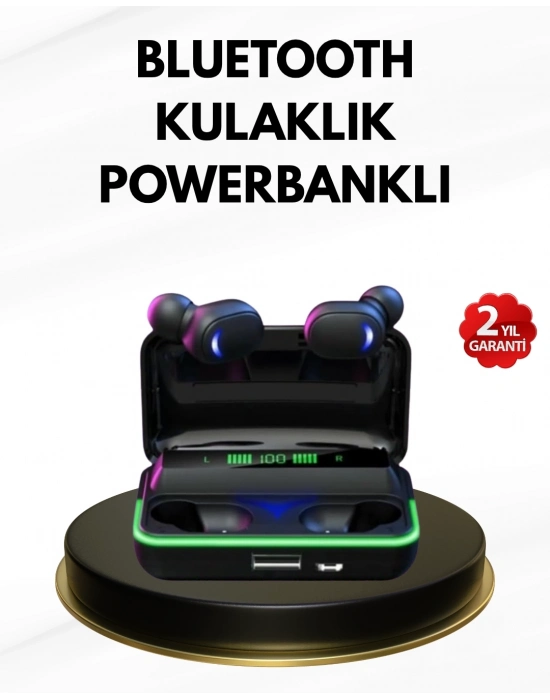 ® E10 Kablosuz Bluetooth Kulaklık – 3D Ses, Powerbank Şarj Kutusu