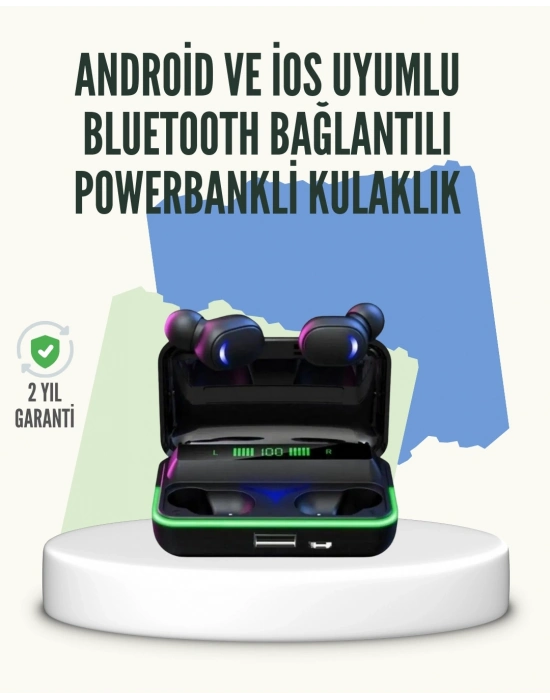 ® E10 Powerbank Şarjlı Bluetooth 5.1 Kulaklık Spor ve Oyun İçin