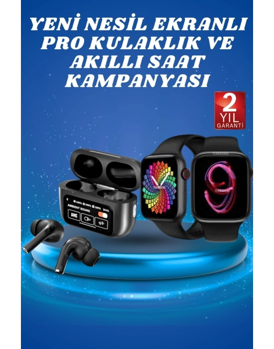 ® Ekranlı Yeni Nesil Pro Kulaklık ve Akıllı Saat Kampanyası Kulak İçi Mikrofonlu