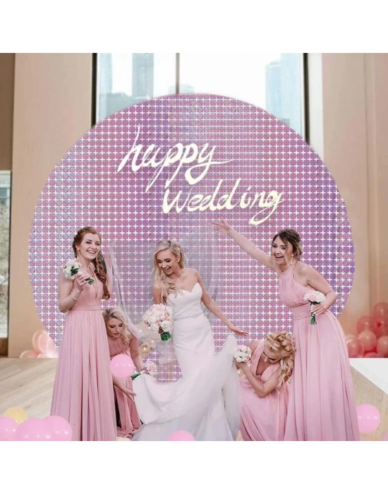 Ekstra Metalize Rose Gold Renk Disko Dikdörtgen Kesim Kapı Perdesi Dekorasyon 1x2 Metre