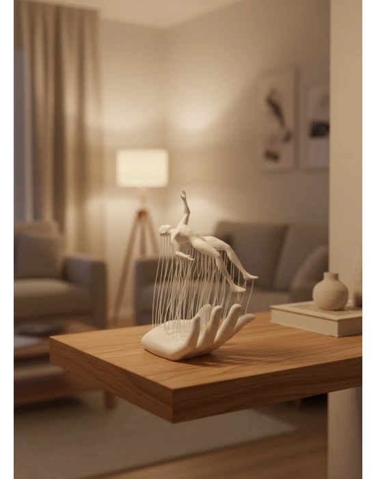 ® El İnsan Figürü Beyaz Modern Soyut Tasarım Salon ve Ofis Dekorasyonu