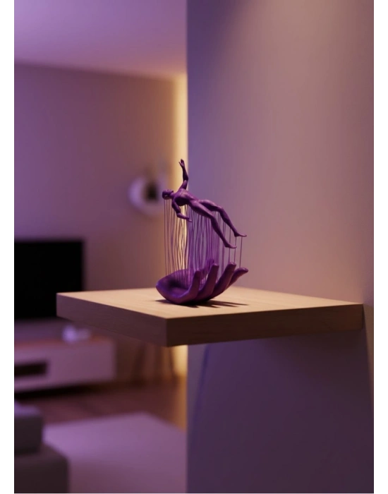 ® El İnsan Figürü Mor Modern Sanatsal Biblo Soyut Tasarım Salon ve Ofis Dekoru