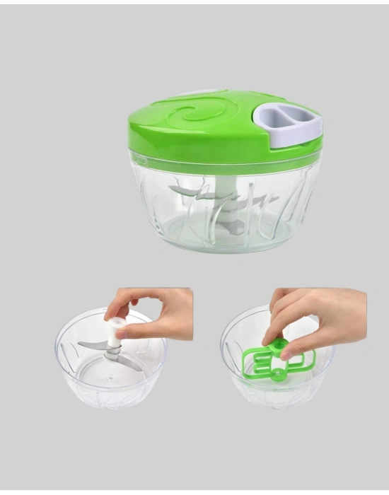 ® El Tipi Yiyecek Kıyıcı Üç Bıçaklı Pratik Doğrayıcı