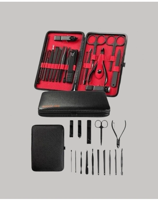 ® El ve Ayak Bakım Seti 17 Parça Taşınabilir Deri Çantalı Manikür Seti