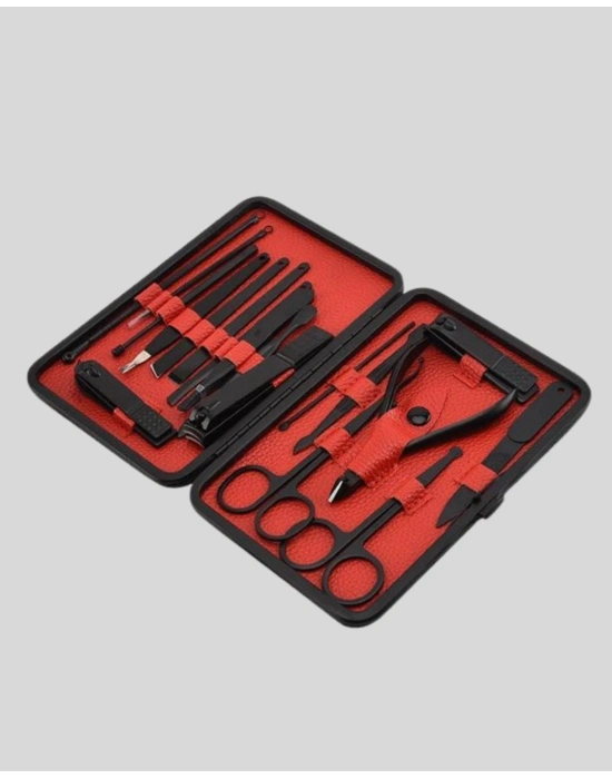 ® El ve Ayak Bakım Seti 17 Parça Taşınabilir Deri Çantalı Manikür Seti