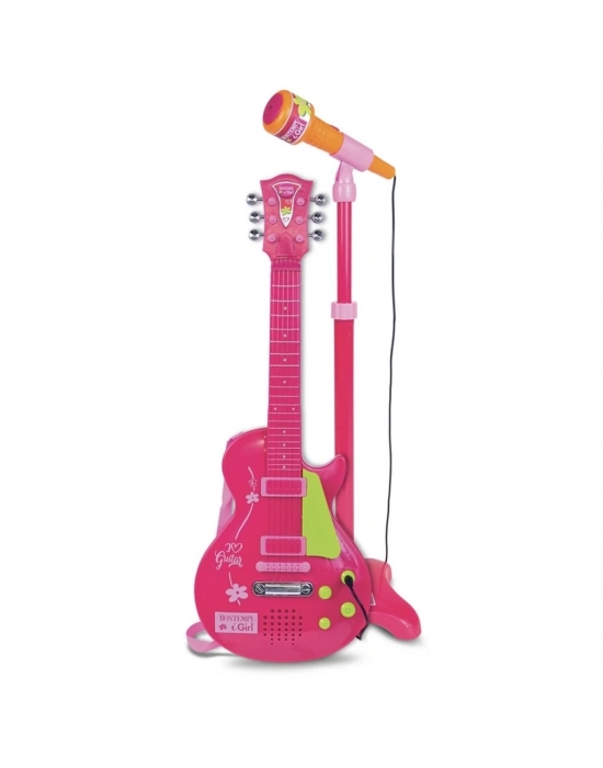 ®  Elektronik Ayaklı Mikrofonlu Pembe Gitar