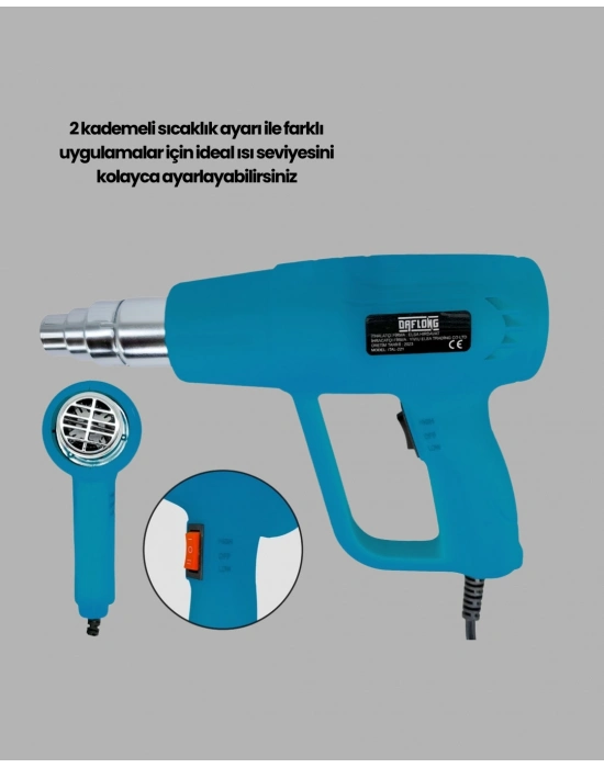 ® Endüstriyel 2000W Isı Tabancası Plastik Boru Lehim Boya Çıkarma