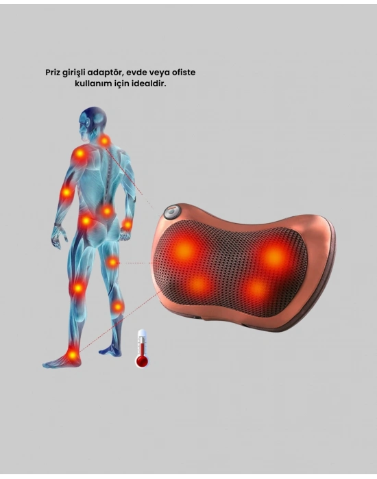 ® Ergonomik Derin Yoğurmalı Boyun Bel Sırt Masaj Cihazı Priz Çakmak Girişli