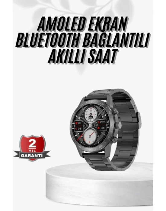 ® Erkeklere Özel Akıllı Saat Çelik Kordon Bluetooth Bağlantılı İOS ve Android Uyumlu