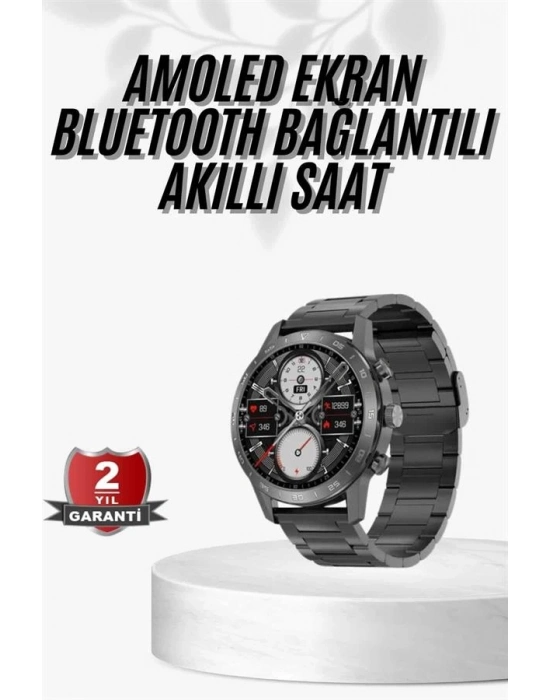 ® Erkeklere Özel Akıllı Saat Çelik Kordon Bluetooth Bağlantılı İOS ve Android Uyumlu