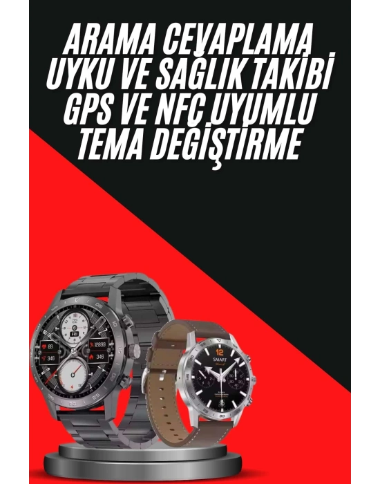 ® Erkeklere Özel Akıllı Saat Çelik Kordon Bluetooth Bağlantılı İOS ve Android Uyumlu