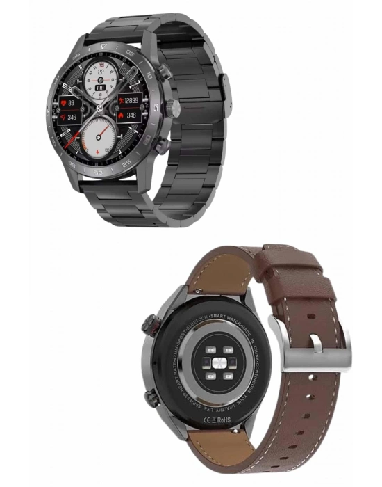 ® Erkeklere Özel Akıllı Saat Çelik Kordon Bluetooth Bağlantılı İOS ve Android Uyumlu