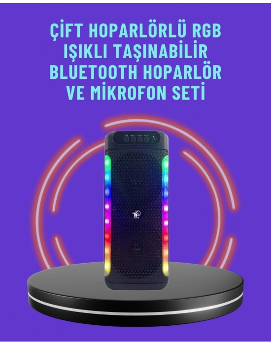 ® Ev ve Dış Mekan Kullanımına Uygun RGB Işıklı Hoparlör