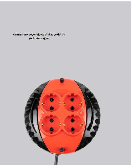® Ev ve Ofis İçin 5 Metre Kablolu 4 Priz Makarası