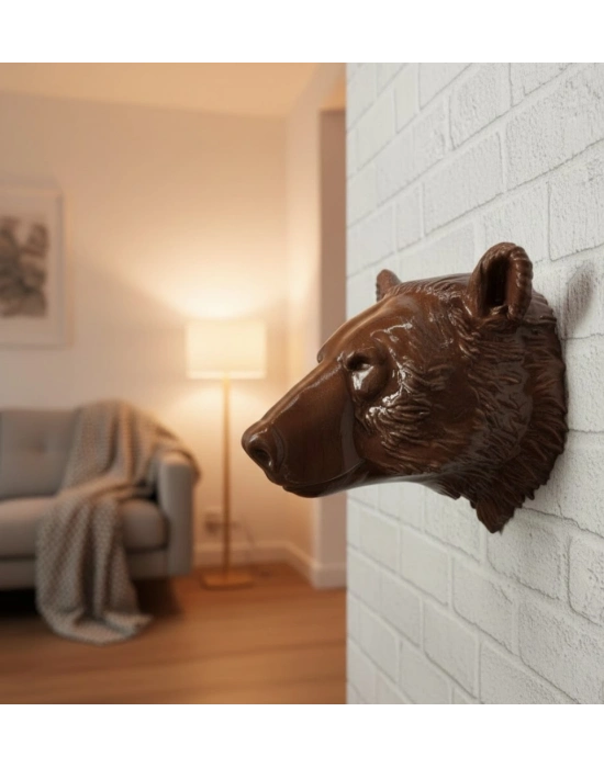 ® Ev ve Ofis İçin Dekoratif Ayı Başı Heykel Hediyelik Duvar Aksesuarı