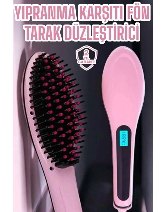 ® Fön Etkili Saç Düzleştirici Tarak Yıpranma Karşıtı Döner Kablo Isı Ayarlı