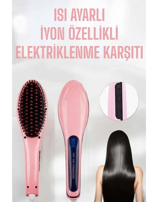 ® Fön Etkili Saç Düzleştirici Tarak Yıpranma Karşıtı Döner Kablo Isı Ayarlı