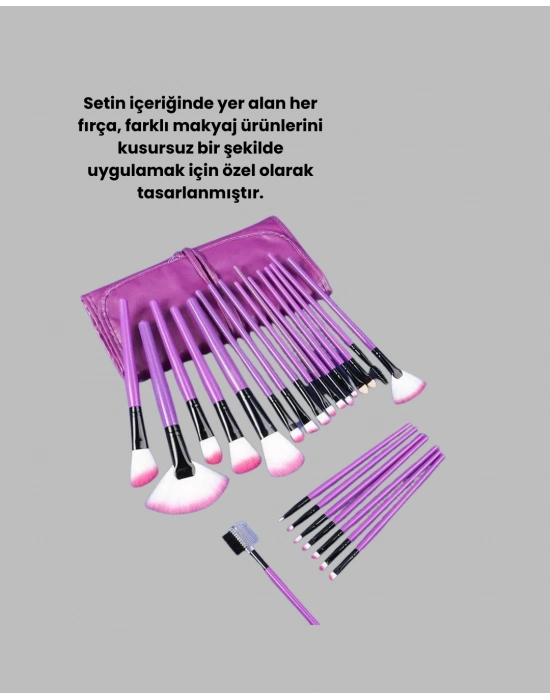 ® Fondöten, Allık ve Far Uygulamalarına Uygun 12 Parça Makyaj Fırça Takımı Ergonomik Saplı