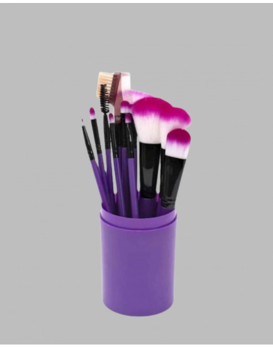 ® Fondöten, Allık ve Far Uygulamalarına Uygun 12 Parça Makyaj Fırça Takımı Ergonomik Saplı