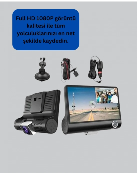 ® Full HD 1080P 3 Kameralı Araç DVR – Gece Görüşlü ve G-Sensörlü Güvenlik Çözümü