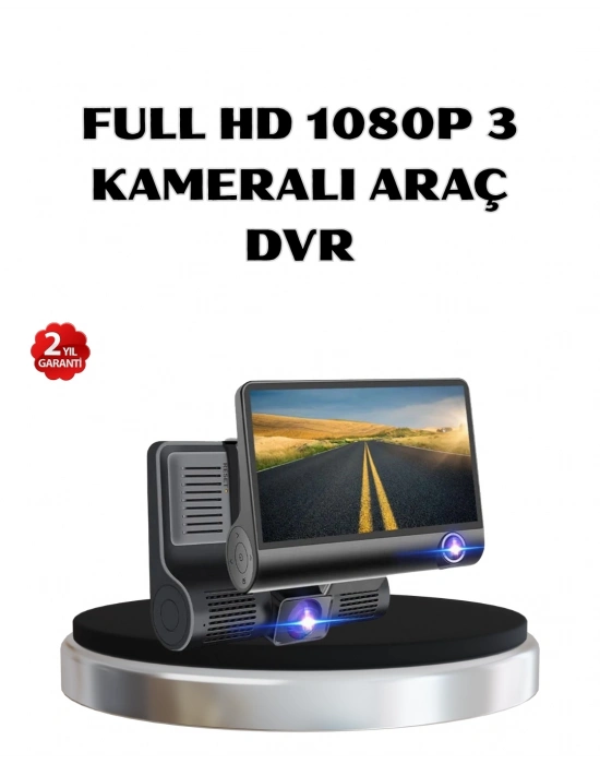 ® Full HD Araç Kamerası 3’lü 4.0” Ekranlı ve HDR Gece Görüşlü
