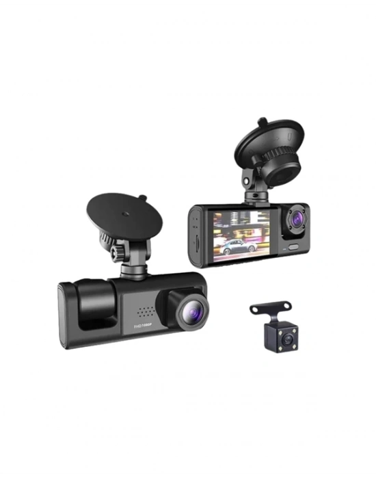 ® Full HD Çözünürlüklü Üç Kameralı Araç İçi Kamera – Park ve Sürüş Güvenliği