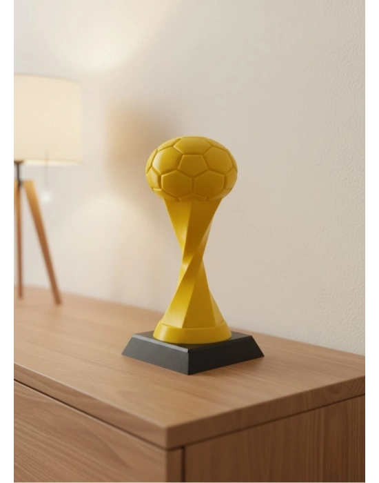 ® Futbol Toplu Sarı Kupa 21cm Masaüstü Dekor Ödül Figürü