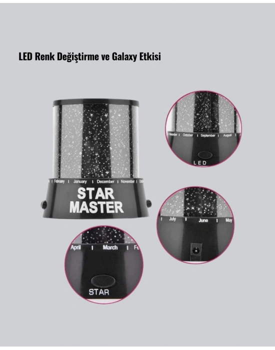® Galaxy Efektli LED Yıldız Projektör Renk Değiştirmeli Oda Aydınlatması